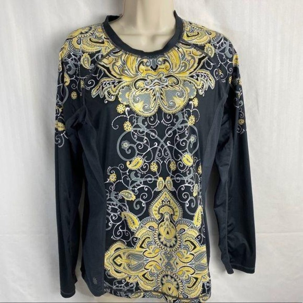 Athleta Black and Yellow Long Sleeve Top